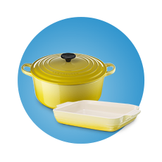 Le Creuset Soleil Cast Iron 24cm Round Casserole with 32cm Rectangular Dish